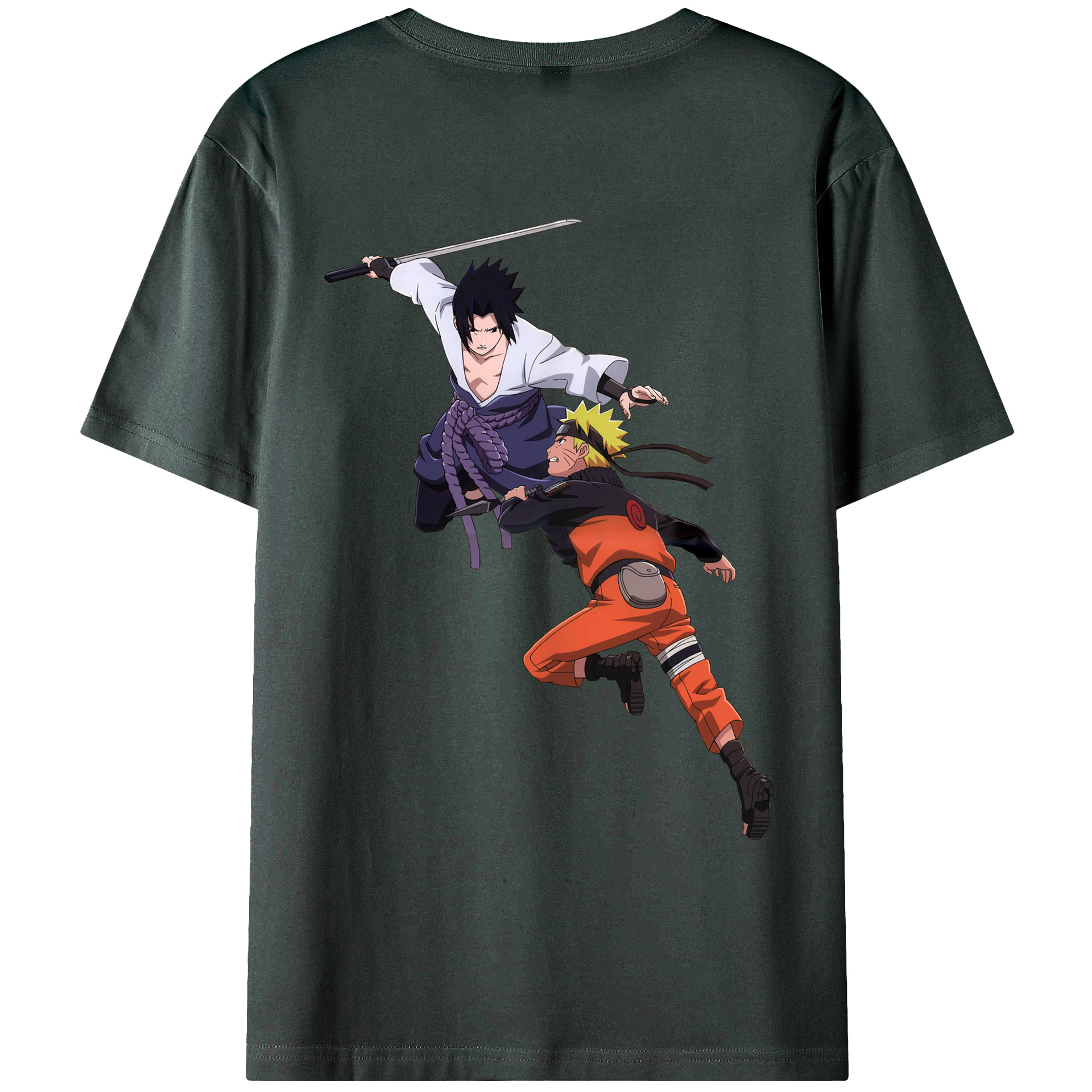 （画像用） NARUTO -ナルト- うちは サスケ Uchiha Sasuke 綿100％ メンズ半袖Tシャツ（バックプリント） 通気性